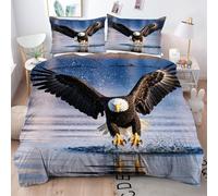 Gumntun Funda Nórdica 150x200 cm áGuila Azul en 3D, Microfibra Conjuntos de Cama con Cierre de Cremallera, 3 Piezas 1 Funda Nórdica 150x200 cm + 2 Funda de Almohada 50x75 cm_17543a