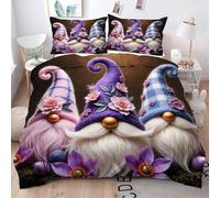 Gumntun Funda Nórdica 220x240 cm Anciano Sin Rostro Morado, Decorativa Microfibra Juego de Ropa de Cama, 3D Estampada Conjuntos de Cama con 2 Fundas de Almohada 50x75 cm_23113a