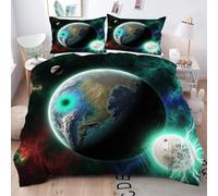 Gumntun Funda Nórdica 220x240 cm Tierra Verde para JóVenes, Decorativa Microfibra Juego de Ropa de Cama, 3D Estampada Conjuntos de Cama con 2 Fundas de Almohada 50x75 cm_B15365