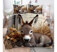 Gumntun Funda Nórdica 240 x 260 cm Burro Gris, Exquisito Realista 3D Juego de Ropa de Cama, Fácil Cuidado Fundas de Edredón con 1 Funda Nórdica 240x260 cm & 2 Funda de Almohada 50x75 cm