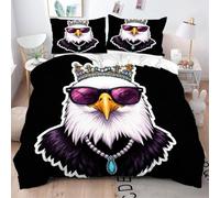 Gumntun Funda Nórdica 240x260 cm áGuila Coronada Negra, 3D Juego de Ropa de Cama, Fácil Cuidado Fundas de Edredón con 1 Funda Nórdica 240x260 cm & 2 Funda de Almohada 50x75 cm_20006a