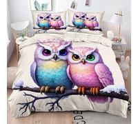 Gumntun Funda Nórdica 240x260 cm BúHo Rosa en 3D, 3D Juego de Ropa de Cama, Fácil Cuidado Fundas de Edredón con 1 Funda Nórdica 240x260 cm & 2 Funda de Almohada 50x75 cm_B16674