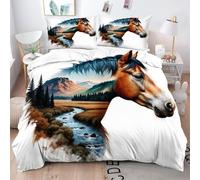 Gumntun Funda Nórdica 240x260 cm Caballo Adulto, 3D Juego de Ropa de Cama, Fácil Cuidado Fundas de Edredón con 1 Funda Nórdica 240x260 cm & 2 Funda de Almohada 50x75 cm_B16446