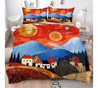 Gumntun Funda Nórdica 240x260 cm Casa Animada Roja, 3D Juego de Ropa de Cama, Fácil Cuidado Fundas de Edredón con 1 Funda Nórdica 240x260 cm & 2 Funda de Almohada 50x75 cm_B15522