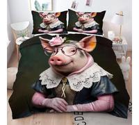 Gumntun Funda Nórdica 240x260 cm Cerdo 3D, 3D Juego de Ropa de Cama, Fácil Cuidado Fundas de Edredón con 1 Funda Nórdica 240x260 cm & 2 Funda de Almohada 50x75 cm_B15666