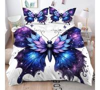 Gumntun Funda Nórdica 240x260 cm Mujer con Mariposa Morada, 3D Juego de Ropa de Cama, Fácil Cuidado Fundas de Edredón con 1 Funda Nórdica 240x260 cm & 2 Funda de Almohada 50x75 cm_B14574