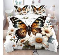Gumntun Funda Nórdica 240x260 cm NiñA con Mariposas Y Flores, 3D Juego de Ropa de Cama, Fácil Cuidado Fundas de Edredón con 1 Funda Nórdica 240x260 cm & 2 Funda de Almohada 50x75 cm_B14430