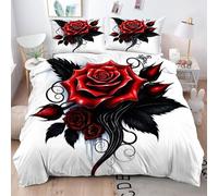 Gumntun Funda Nórdica 240x260 cm Rosa Roja para Adultos, 3D Juego de Ropa de Cama, Fácil Cuidado Fundas de Edredón con 1 Funda Nórdica 240x260 cm & 2 Funda de Almohada 50x75 cm_B16686