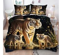 Gumntun Funda Nórdica 240x260 cm Tigre 3D para NiñOs, 3D Juego de Ropa de Cama, Fácil Cuidado Fundas de Edredón con 1 Funda Nórdica 240x260 cm & 2 Funda de Almohada 50x75 cm_B15822