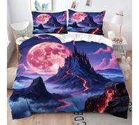 Gumntun Funda Nordica Cama 105-200x200 cm Castillo Morado para JóVenes, Transpirable Funda de Edredón Estampada 3D, 3 Piezas Microfibra Suave Juego de Ropa de Cama para Todas Las Estaciones_B10174