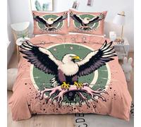 Gumntun Funda Nordica Cama 105-200x200 cm NiñO áGuila Rosa, Transpirable Funda de Edredón Estampada 3D, 3 Piezas Microfibra Suave Juego de Ropa de Cama para Todas Las Estaciones_17190a