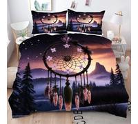 Gumntun Funda Nórdica Cama 180-240x260 cm Campana De Viento Morada Adulta, Impresión 3D Microfibra Fundas de Edredón, Ropa de Cama con Cierre de Cremallera + 2 Funda de Almohada 50x75 cm_B1968