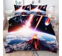 Gumntun Funda Nórdica Cama 180-240x260 cm Planeta en 3D para JóVenes, Impresión 3D Microfibra Fundas de Edredón, Ropa de Cama con Cierre de Cremallera + 2 Funda de Almohada 50x75 cm_B15348