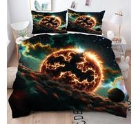 Gumntun Funda Nórdica Cama 180-240x260 cm Sol en 3D para JóVenes, Impresión 3D Microfibra Fundas de Edredón, Ropa de Cama con Cierre de Cremallera + 2 Funda de Almohada 50x75 cm_B15324