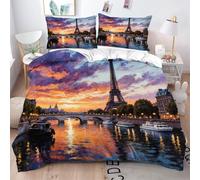 Gumntun Funda Nórdica Cama 180-240x260 cm Torre 3D para JóVenes, Impresión 3D Microfibra Fundas de Edredón, Ropa de Cama con Cierre de Cremallera + 2 Funda de Almohada 50x75 cm_B10620