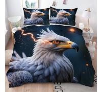 Gumntun Funda Nordica Cama 90-135x200 cm áGuila Calva Gris en 3D, Microfibra Juego de Funda de Edredon, Juego de Ropa de Cama de 3 Piezas 35x200 cm y 1 Funda de Almohada 50x75 cm_17104a