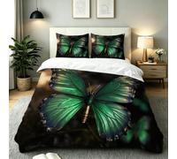 Gumntun Funda Nordica Cama 90-135x200 cm Mariposa Verde para Niños-A202