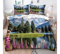 Gumntun - Juego de cama (240 x 260 cm, 3 piezas, 3 piezas, 3D, ropa de cama en 3D, con estampado de microfibra, lavable a máquina y fácil de limpiar, 2 personas_B10392