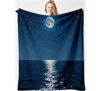 Gumntun Manta Franela 3D Luna sobre El Mar 135x150cm para Cama Sofá-A226