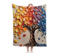 Gumntun Manta para Sofá Grandes 180x220 áRbol Pintado Al óLeo De Colores, Plaid Cama Ligera para Niño y Mascota, Flotilla Manta Mullida de Sofá para Hogar Oficina Viaje Niños y Adultos_B10666