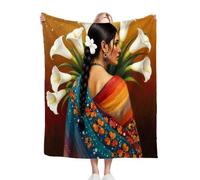 Gumntun Manta para Sofá Grandes 180x220 Flores Coloridas Pintadas Al óLeo, Plaid Cama Ligera para Niño y Mascota, Flotilla Manta Mullida de Sofá para Hogar Oficina Viaje Niños y Adultos_B7306