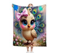 Gumntun Manta para Sofá Grandes 180x220 PáJaro Animado Pavo Real, Plaid Cama Ligera para Niño y Mascota, Flotilla Manta Mullida de Sofá para Hogar Oficina Viaje Niños y Adultos_B610