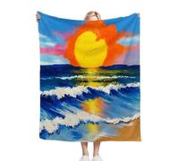 Gumntun Manta para Sofá Grandes 180x220 Pintura Al óLeo Mar, Plaid Cama Ligera para Niño y Mascota, Flotilla Manta Mullida de Sofá para Hogar Oficina Viaje Niños y Adultos_B10198