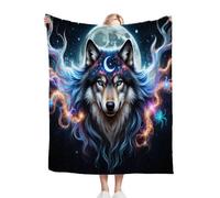 Gumntun Manta Polar Cama 150 Lobo Azul ReláMpago, Plaid Mantitas Sofa para Cama Suave y Peluda de Doble Cara, Manta de Sofá de Cama o de Sala de Estar - 220x240 cm_23263a