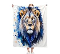 Gumntun Manta Polar Cama 90 Joven LeóN Azul, Súper Suave Manta Polar de Microfibra y Franela, Muy Suave y Acogedora Mantitas Sofa para Niño y Mascota - 150x200 cm_B15273