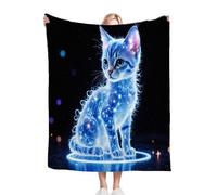 Gumntun Mantas Cama 105-180x220 Gato En El Cielo Estrellado, Suave Cálida Transpirable Manta de Microfibra, Exquisita y Cálida Frazada para Todas Las Estaciones - 180x220 cm_21420a