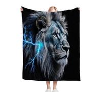 Gumntun Mantas Cama 105-180x220 LeóN Negro, Suave Cálida Transpirable Manta de Microfibra, Exquisita y Cálida Frazada para Todas Las Estaciones - 180x220 cm_B16060