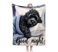 Gumntun Mantas Cama 105-180x220 Perro Osito Buenas Noches, Suave Cálida Transpirable Manta de Microfibra, Exquisita y Cálida Frazada para Todas Las Estaciones - 180x220 cm_22992a