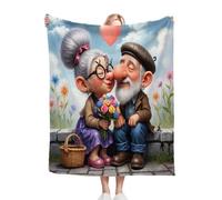 Gumntun Mantas Cama 150-220x240 cm Luna Pareja Adultos, Elegante Manta de Estampado para Cama, Super Caliente Mullida Frazada de Peluche para Ideas de Regalo_B2681