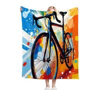 Gumntun Mantas Cama 180-240x260 cm Bicicleta de Colores, 3D Estampado Manta Sofá de Franela, Sherpa Gruesa Caliente Frazada para Mujeres Hombres Parejas y Familias