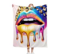 Gumntun Mantas Cama 90-135x150 cm Mujer con Boca Colorida, Sofá Manta Cálida con Estampado 3D, Frazada Suave Ligero y Transpirable para Todas Las Estaciones - 135x150_22978a