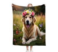 Gumntun Mantas Cama 90-135x150 cm Perro con Corona, Sofá Manta Cálida con Estampado 3D, Frazada Suave Ligero y Transpirable para Todas Las Estaciones - 135x150