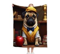 Gumntun Mantas Cama 90-135x150 cm Perro con Sombrero Amarillo, Sofá Manta Cálida con Estampado 3D, Frazada Suave Ligero y Transpirable para Todas Las Estaciones - 135x150