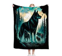 Gumntun Mantas Cama 90-150x200 cm Lobo Azul para JóVenes, Manta Microfibra Suave para Sofá y Cama, Ultra Suave Frazada Personalizada para Mujeres Hombres Parejas y Familias_B10863