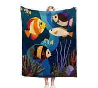 Gumntun Mantas Cama 90-150x200 cm Pez Azul Animado, Manta Microfibra Suave para Sofá y Cama, Ultra Suave Frazada Personalizada para Mujeres Hombres Parejas y Familias_B10647