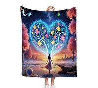 Gumntun Mantas para Sofa 135x150 Chica del áRbol del CorazóN, Mantas para Sofá de Franela Suave, Adultos Niños Viajes Franela Mantitas para Toda Estación - 135x150 cm_B2672