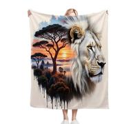 Gumntun Mantas para Sofa 135x150 LeóN 3D con áRboles, Mantas para Sofá de Franela Suave, Adultos Niños Viajes Franela Mantitas para Toda Estación - 135x150 cm_B16160