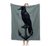 Gumntun Mantas para Sofas Grandes 220x240 cm Cuervo Negro, Fácil de Cuidar Mantas para Cama, Frazada Polar 100% Microfibra Extra Suave para Niños y Adultos