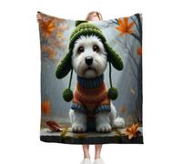 Gumntun Mantas para Sofas Grandes 220x240 cm Perro Blanco, Fácil de Cuidar Mantas para Cama, Frazada Polar 100% Microfibra Extra Suave para Niños y Adultos