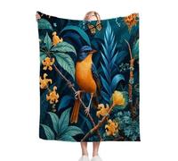 Gumntun Mantas para Sofas Grandes 240x260 cm PáJaro Floral Azul, Fácil de Cuidar Mantas para Cama, Frazada Polar 100% Microfibra Extra Suave para Niños y Adultos_B10092