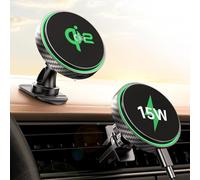 GuMosh Qi2 15W Cargador Inalámbrico Magnético de Coche, Soporte de Teléfono Móvil de Coche para Salida de Aire y Salpicadero, Carga Rápida para MagSafe Compatible con iPhone 6 15 14 13 12 Series