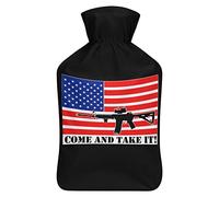 Gun Flag Come And Take It - Botella de agua de goma con cubierta de felpa suave, bolsa de agua caliente para invierno, manos y pies, protección contra el frío, 1000 ml