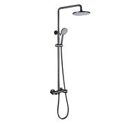 Gun Gray Shower System with Tub Spout Round Rainfall Shower Head System with Handheld Combo Set, Wall Mounted Shower Faucet Set Complete,Showerheads