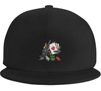 Gun with Poker Unisex Fashion Cool Adjustable Snapback Baseball Cap Hat One Size Black(Large)