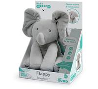 GUND Flappy L'ELEFANANT - Peluche Interactivo para bebé - Mueve, Habla y Canta en francés para Despertar a tu Hijo - Peluche de Elefante, Talla 30 cm, Juguete Infantil de 1 año y más