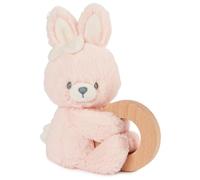 GUND Sonajero de conejo sostenible para bebé, peluche hecho de materiales de felpa 100% reciclados, sonajero de madera para bebés y recién nacidos, rosa, 10 pulgadas